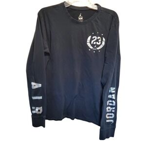 Jordan Long Sleeve Shirt Black Silver 23 Air Graphic Size L